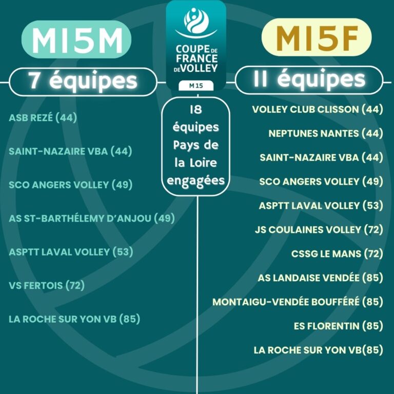 Equipes coupe de france volley M15