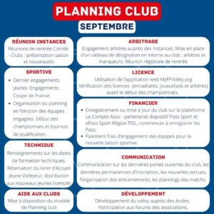 Programme planning club septembre