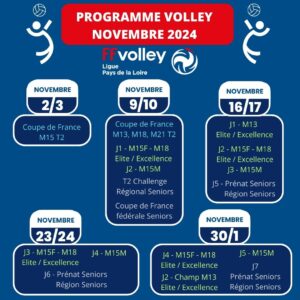 programme sportif volley pays de la loire novembre