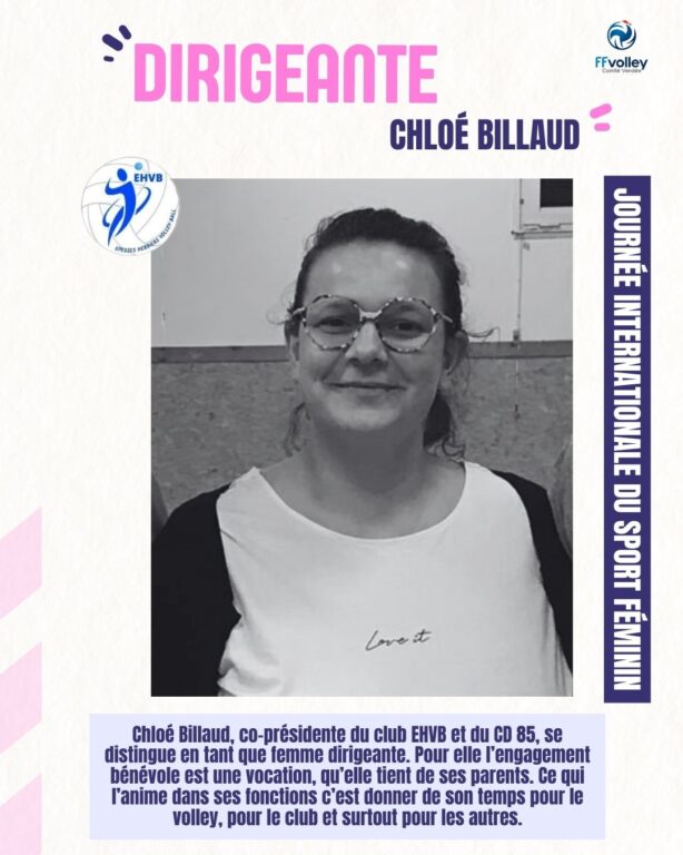 Chloé Présidente Club EHVB et Comité 85 Volley Femme