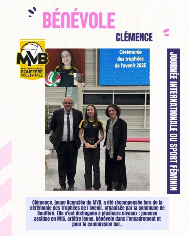 Clémence jeune bénévole MVB Volley femme